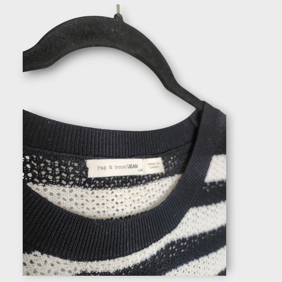 Rag & Bone Tracey Striped Cold Shoulder Knit Sweater Women's Large - Picture 4 of 7